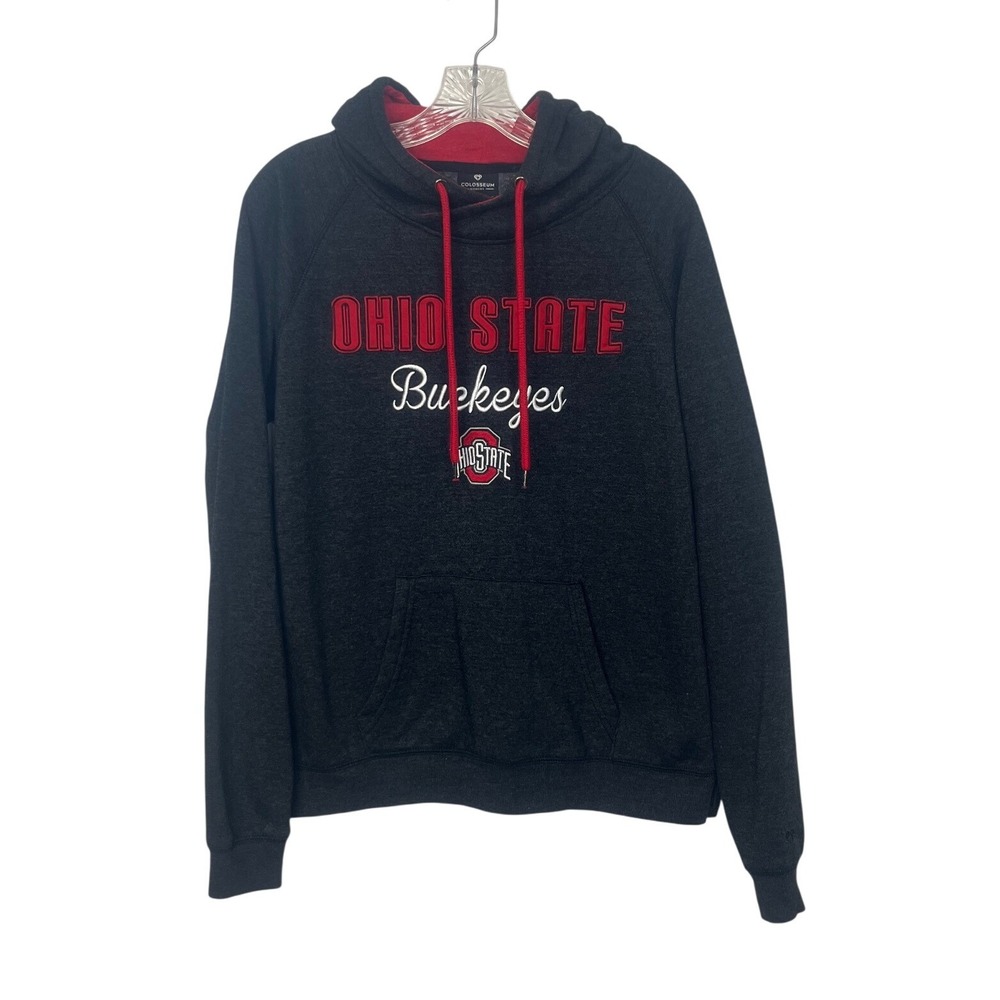 Colosseum Ohio State Buckeyes Hoodie Womens Large Gray Red Pullover NCAA Sport